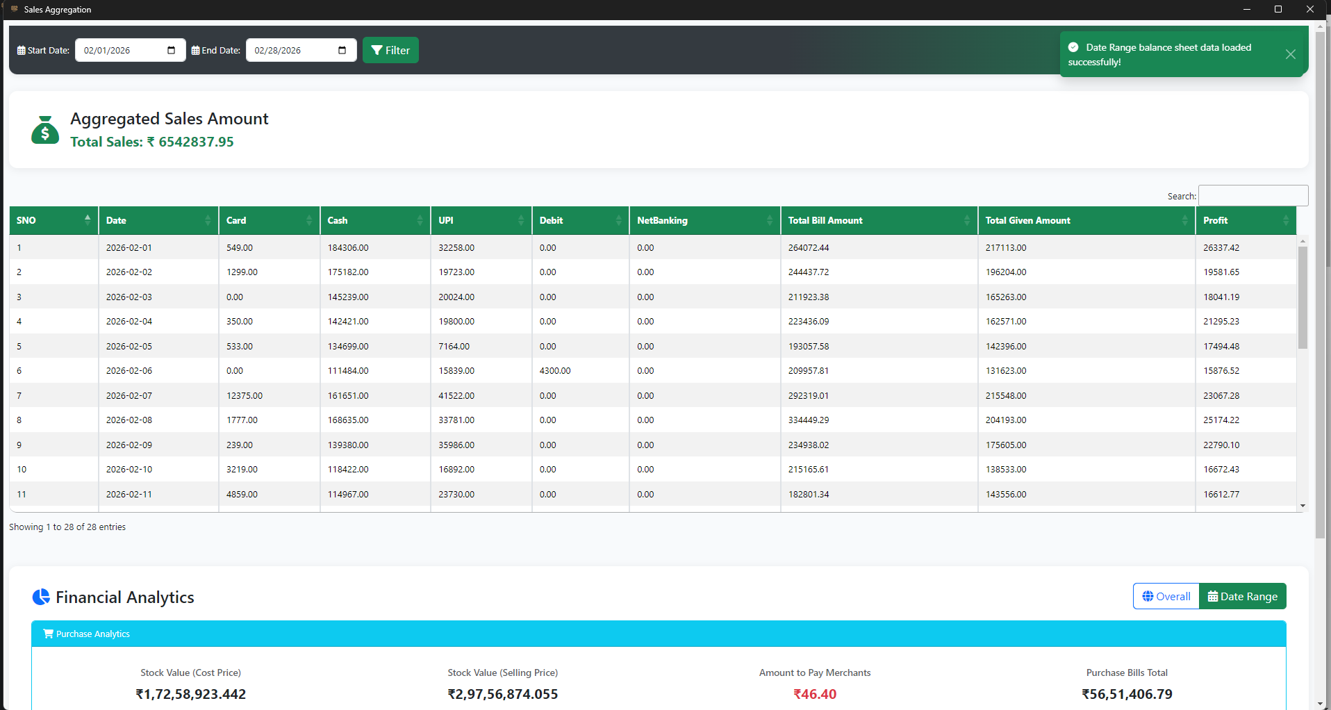 OD2 Billing System Dashboard